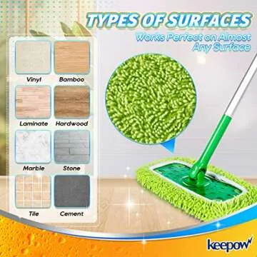 KEEPOW Reusable Mop Pads for Swiffer Sweeper Mops, 4 Pack