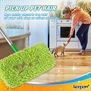 KEEPOW Reusable Mop Pads for Swiffer Sweeper Mops, 4 Pack