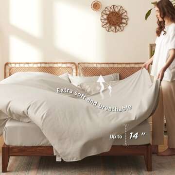 Bedsure Queen Comforter Set - 7 Pieces Floral Beige Soft Bedding Sets, Queen Bed in a Bag with Botanical Flowers Comforter, Sheets, Pillowcases & Shams