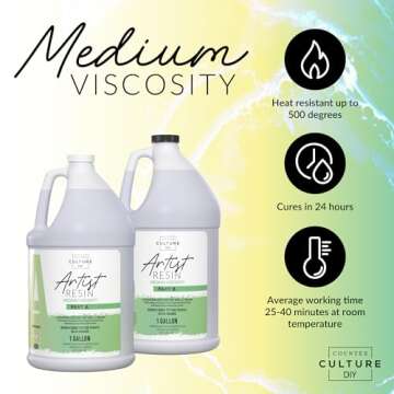 Counter Culture DIY Clear Artist Resin, Medium Viscosity, 32 oz Kit, Art Epoxy Supplies for Metallic...