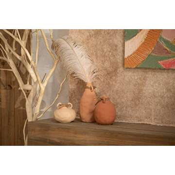 TERESA'S COLLECTIONS Terracotta Vases for Home Decor, Boho Ceramic Vase for Pampas Grass, Rustic Farmhouse Decor, Fall Table Decor, Shelf, Mantel, Fireplace, Set of 3, 9 inch (Beige/Orange)