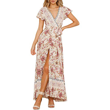 ZESICA Women's Floral Wrap Maxi Dress for Summer Style
