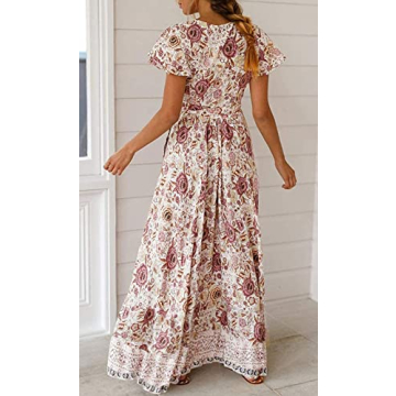ZESICA Women's Floral Wrap Maxi Dress for Summer Style