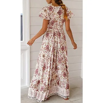 ZESICA Women's Floral Wrap Maxi Dress for Summer Style