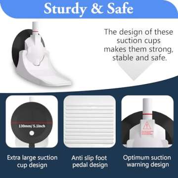 Shower Foot Rest for Shaving Legs, Pedicure Foot Rest, Foot Stand for Inside Shower with Powerful Suction Cup, Reusable Foot Rest Shower Stool，White