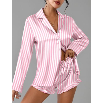 Ekouaer Women's Silky Satin Pajama Set – Comfortable Style