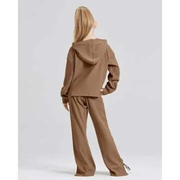 Handfrog Girls Fashion Clothes 2 Pcs Clothing Sets Hoodie Long Sleeve Shirts Bell Bottom 2025 Spring Outfits Brown Size 5-6