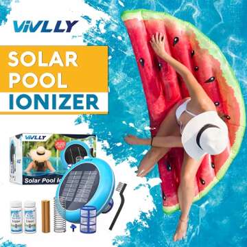 Vivlly Solar Pool Ionizer, Cleaner, and Purifier Restores Clear, Chlorine-Free Water, Long Lasting A...