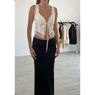 Fernvia Women Y2k Spaghetti Straps Cami Top Sexy Backless Lacing Vest Summer Going Out Tops E-Girl Streetwear