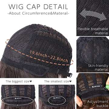 ブライトララ BRIGHT LELE Natural Full Short Straight Bob Hair Wolf Layered Cut With Natural Bangs Wigs for Women Synthetic Stright Hair Wig for Daily Party Cosplay Wig HF1514-BC