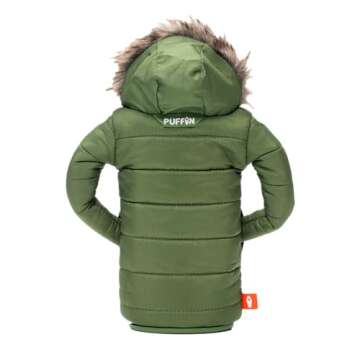 Puffin - The Pahka Parka - Insulated 12 oz Can Cooler I Beer Bottle & Soda Can Insulator, Keep Drinks and Beverages Cold - Olive Green