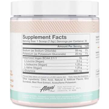 Alani Nu BCAA Sour Gummies | Branch Chain Essential Amino Acids | 2:1:1 Formula | Supplement Powder | Muscle Recovery Vitamins for Post-Workout | 30 Servings