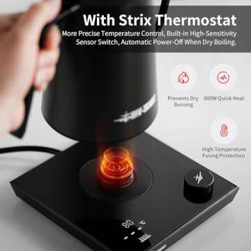 MHW-3BOMBER Gooseneck Electric Kettle, Pour-Over Coffee Kettle Tea Kettle Beginner Friendly Precise ...