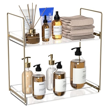 Elegant 2-Tier Bathroom Countertop Organizer with Acrylic Tray