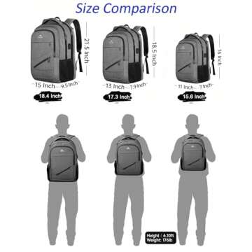 MATEIN Laptop Backpack 15.6 Inch, Carry On Bag for Women Men Airline Approved, Weekender Bag with Laptop Compartment TSA Approved, Water Resistant Work Tactical Backpack, Grey