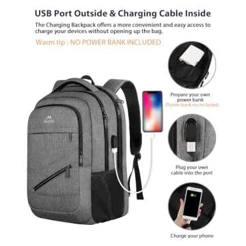MATEIN Laptop Backpack 15.6 Inch TSA Approved Grey Pack