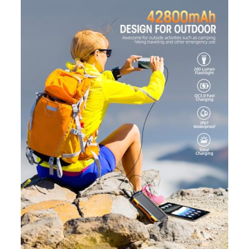 Solar Power Bank 42800mAh with Flashlight