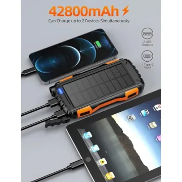 Solar Power Bank 42800mAh with Flashlight