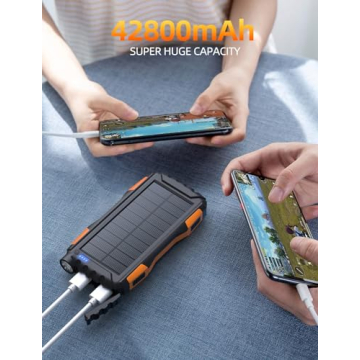 Solar Power Bank 42800mAh with Flashlight
