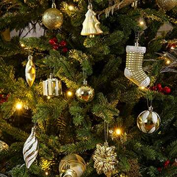 Sattiyrch 76ct Christmas Tree Ornaments Set,Golden Shatterproof Christmas Balls Decorations,Xmas Decorative Hanging Ornaments(Golden)