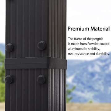 PURPLE LEAF 10' X 13' Outdoor Retractable Pergola with Shade Canopy Patio Metal Shelter for Porch Garden Pavilion Grill Gazebo Modern Yard Grape Trellis Pergola, Beige