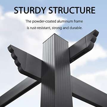 PURPLE LEAF 10' X 13' Outdoor Retractable Pergola with Shade Canopy Patio Metal Shelter for Porch Garden Pavilion Grill Gazebo Modern Yard Grape Trellis Pergola, Beige