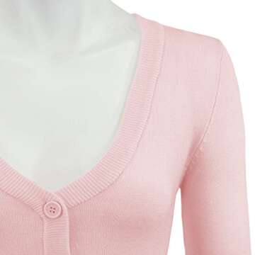 YEMAK Women's Cropped Bolero Cardigan - Stylish 3/4 Sleeve Sweater Top