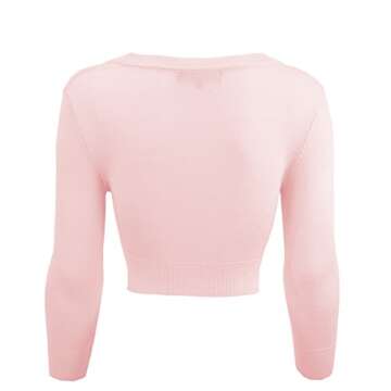 YEMAK Women's Cropped Cardigan - Soft 3/4 Sleeve Sweater