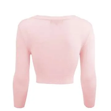 YEMAK Women's Cropped Cardigan - Soft 3/4 Sleeve Sweater