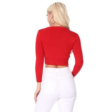 YEMAK Women's Cropped Cardigan - Soft 3/4 Sleeve Sweater