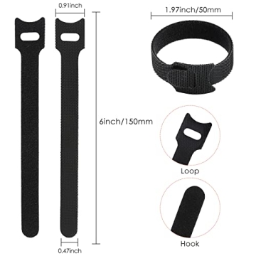 Reusable 6 Inch Cable Ties - 120PCS Adjustable Organizer