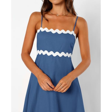 dowerme Women's Summer Casual Backless Boho Maxi Dress