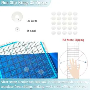 VPVPV 4 Piece Quilting Ruler,Acrylic Square Ruler,Quilting Templates,with Non Slip Rings 25 Pieces（4.5“X4.5”、6“X6”、9.5“X9.5”、12.5“X12.5”）