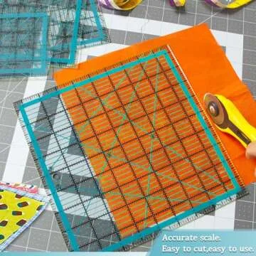 VPVPV 4 Piece Quilting Ruler,Acrylic Square Ruler,Quilting Templates,with Non Slip Rings 25 Pieces（4.5“X4.5”、6“X6”、9.5“X9.5”、12.5“X12.5”）