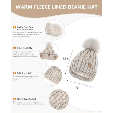 Winter Women’s Beanie Scarf Gloves Set - Oatmeal