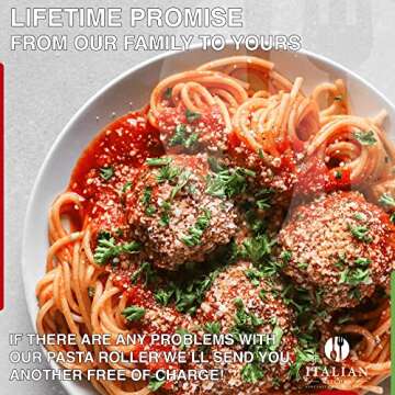 The Italian Kitchen Pasta Maker Roller With 7 Adjustable Thickness Settings Included Spaghetti and Fettuccini Pasta Maker Roller & Cutter