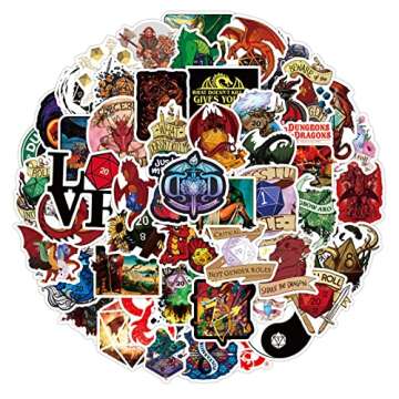 Dragons Gifts Stickers Pack 50PCS, DND Dragon Stickers for Kids Teens Adults Glueewee Vinyl Waterpro...