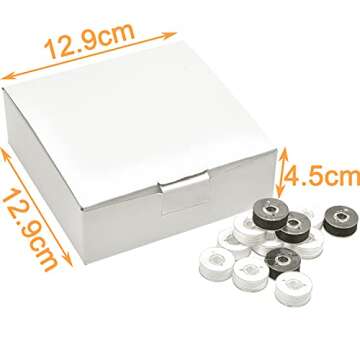 New brothread 144pcs Type L Size (SA155)(96White+48Black) Prewound Bobbin Thread Plastic Side for Co...