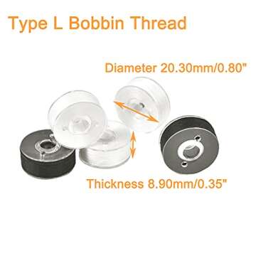 New brothread 144pcs Type L Size (SA155)(96White+48Black) Prewound Bobbin Thread Plastic Side for Commercial & Home Embroidery and Sewing Machine-90 weight Cottonized Soft Feel Polyester Sewing Thread