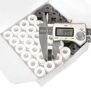 New brothread 144pcs Type L Size (SA155)(96White+48Black) Prewound Bobbin Thread Plastic Side for Commercial & Home Embroidery and Sewing Machine-90 weight Cottonized Soft Feel Polyester Sewing Thread