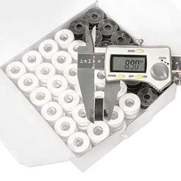 New brothread 144pcs Type L Size (SA155)(96White+48Black) Prewound Bobbin Thread Plastic Side for Commercial & Home Embroidery and Sewing Machine-90 weight Cottonized Soft Feel Polyester Sewing Thread