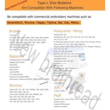 New brothread 144pcs Type L Size (SA155)(96White+48Black) Prewound Bobbin Thread Plastic Side for Commercial & Home Embroidery and Sewing Machine-90 weight Cottonized Soft Feel Polyester Sewing Thread