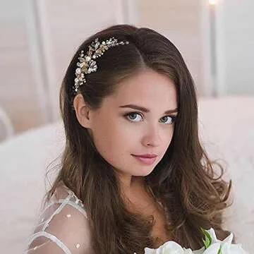 Kercisbeauty Wedding Bridal Hair Comb with Crystals and Pearls