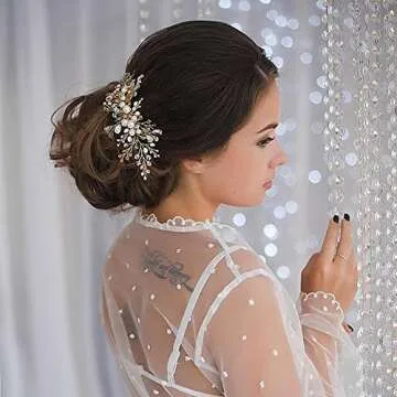 Kercisbeauty Crystal and Pearl Wedding Hair Comb