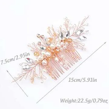 Kercisbeauty Crystal and Pearl Wedding Hair Comb