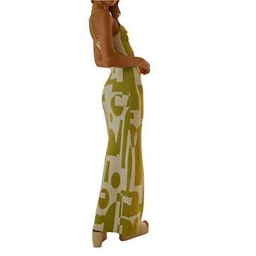 Fabumily Sexy Knit Bodycon Dress for Women Sleeveless Spaghetti Strap Cut Out Maxi Dress Backless Y2K Summer Beach Dresses (A- Green & White, L)