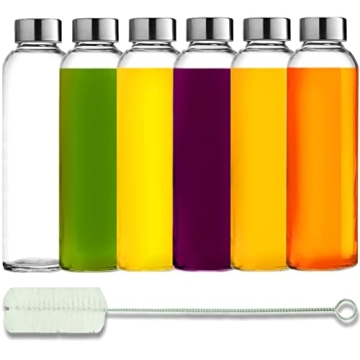 Brieftons Glass Water Bottles - Premium Quality & Leakproof Lids