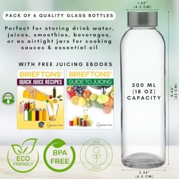 Brieftons Glass Water Bottles - Eco-Friendly & Leakproof