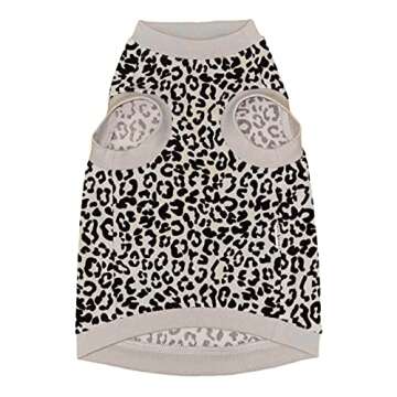 Kotomoda Hairless Cat's Cotton Stretch T-Shirt White Leopard Organic Velour for Sphynx Cat (M)