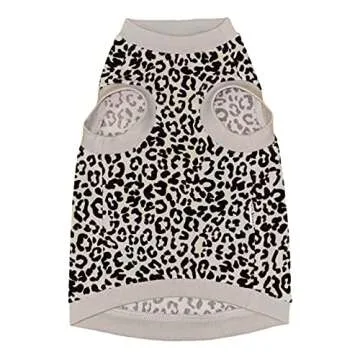 Kotomoda Hairless Cat's Cotton Stretch T-Shirt White Leopard Organic Velour for Sphynx Cat (M)